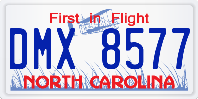 NC license plate DMX8577