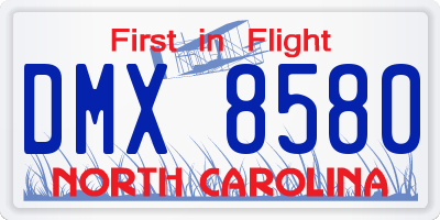 NC license plate DMX8580