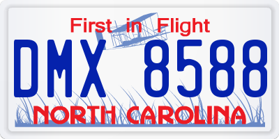 NC license plate DMX8588