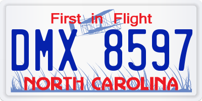 NC license plate DMX8597