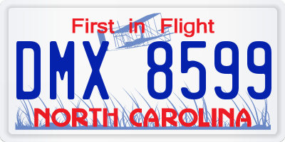 NC license plate DMX8599