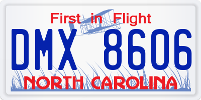 NC license plate DMX8606