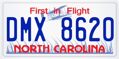 NC license plate DMX8620