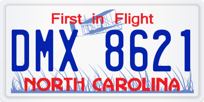 NC license plate DMX8621