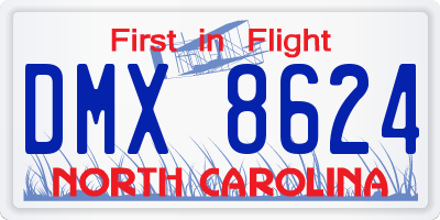 NC license plate DMX8624
