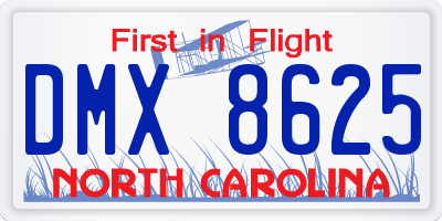 NC license plate DMX8625