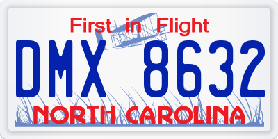 NC license plate DMX8632