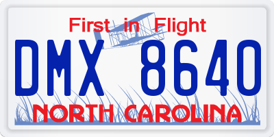 NC license plate DMX8640