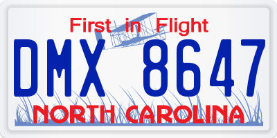 NC license plate DMX8647