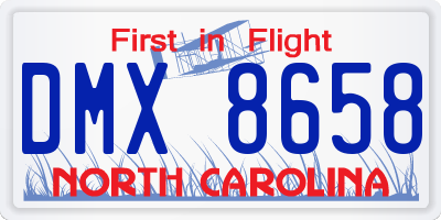 NC license plate DMX8658