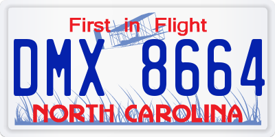 NC license plate DMX8664