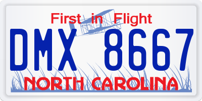 NC license plate DMX8667