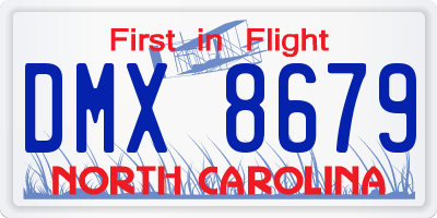 NC license plate DMX8679