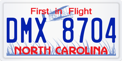 NC license plate DMX8704