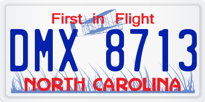 NC license plate DMX8713