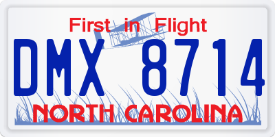 NC license plate DMX8714
