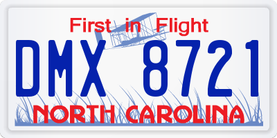 NC license plate DMX8721