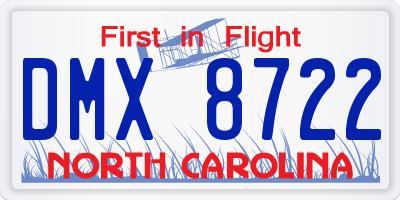 NC license plate DMX8722