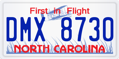 NC license plate DMX8730