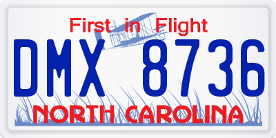 NC license plate DMX8736