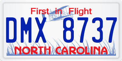 NC license plate DMX8737
