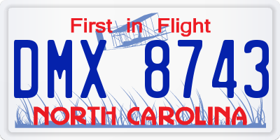 NC license plate DMX8743