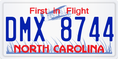 NC license plate DMX8744