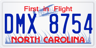 NC license plate DMX8754