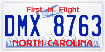 NC license plate DMX8763
