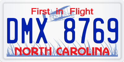 NC license plate DMX8769