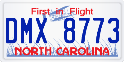 NC license plate DMX8773
