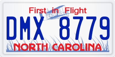 NC license plate DMX8779