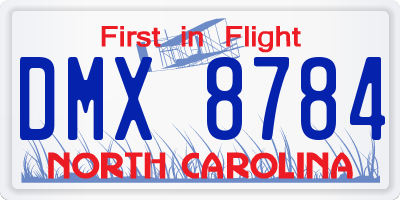 NC license plate DMX8784