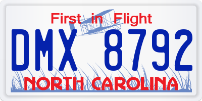 NC license plate DMX8792