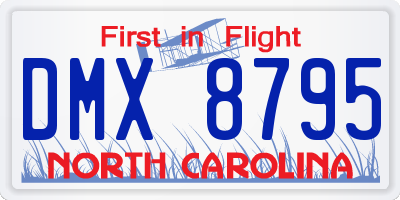 NC license plate DMX8795