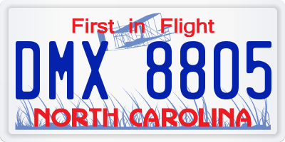 NC license plate DMX8805