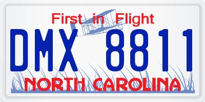 NC license plate DMX8811