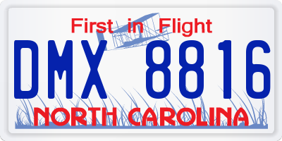 NC license plate DMX8816