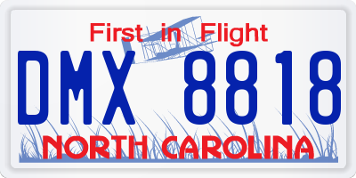 NC license plate DMX8818