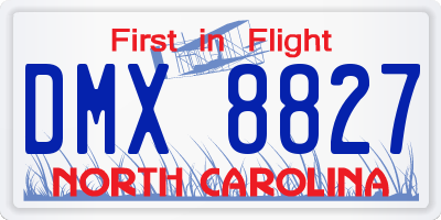 NC license plate DMX8827