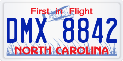 NC license plate DMX8842