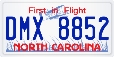 NC license plate DMX8852
