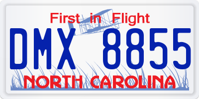 NC license plate DMX8855