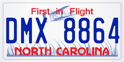 NC license plate DMX8864