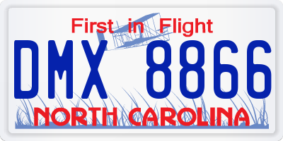 NC license plate DMX8866