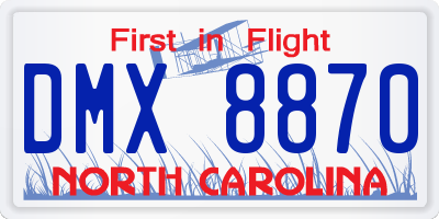 NC license plate DMX8870
