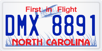 NC license plate DMX8891