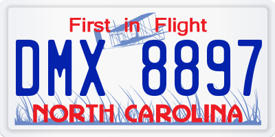 NC license plate DMX8897