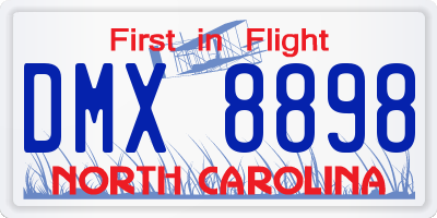 NC license plate DMX8898