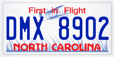 NC license plate DMX8902